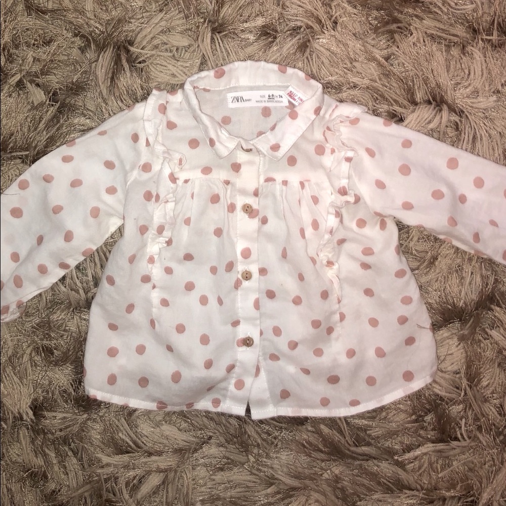 Zara baby blush polka dot blouse